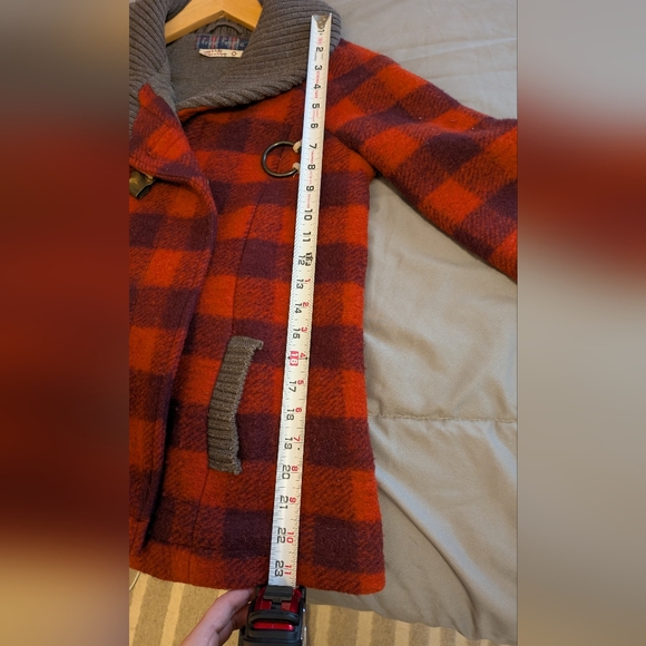 Free People Buffalo Plaid Wool Jacket Coat - Size 0 - Picture 12 of 12